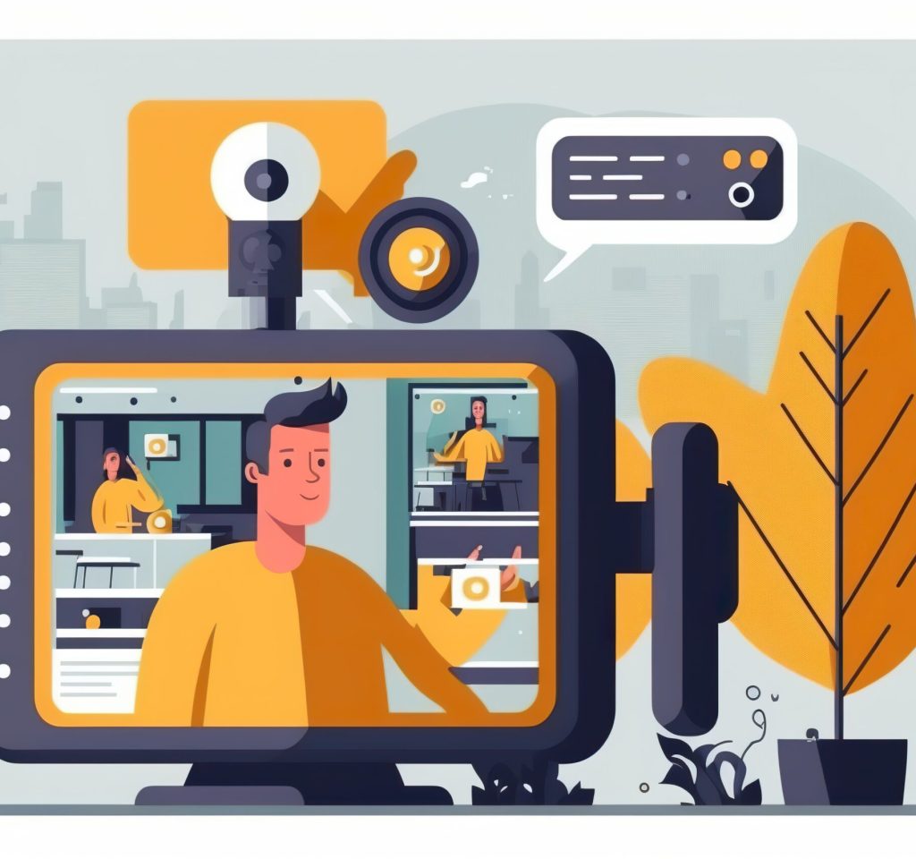 Online broadcasts and video content flat illustration